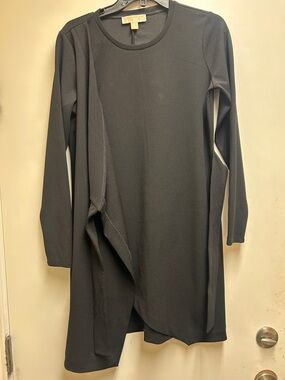 MICHAEL Michael Kors Black Long-Sleeve Draped Overlay Dress